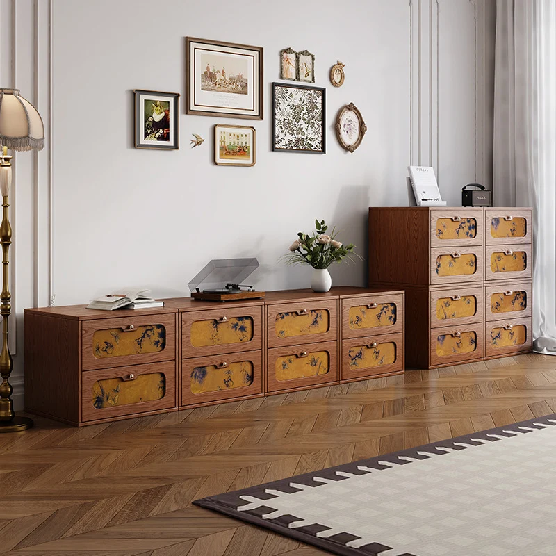 Traditional Chinese Eco-Friendly Engineered Plywood Pine Wood Velvet Rectangular Butterfly Nightstand With 2 Drawers For Bedroom Or Living Room