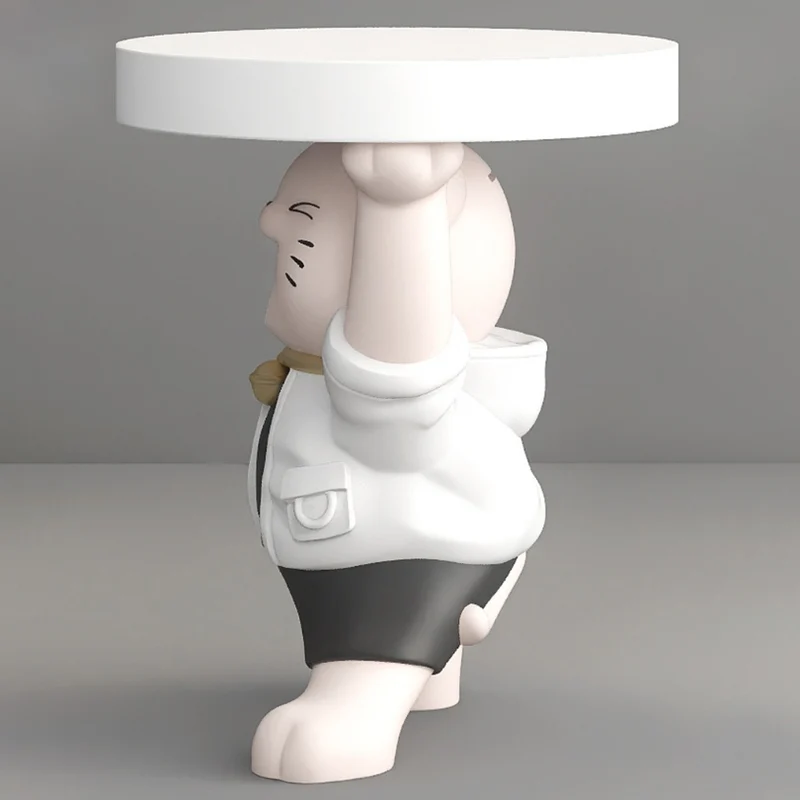 Modern Art Deco Resin Lucky Cat Sculpture End Table With 1 Tier For Living Room