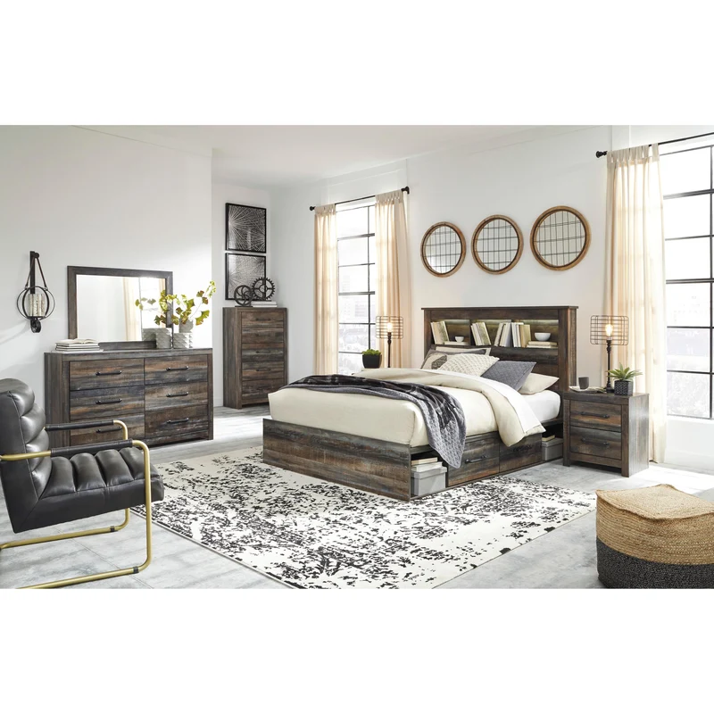 Signature Design by Ashley Drystan B211 5 pc Queen Bookcase Storage Bedroom Set