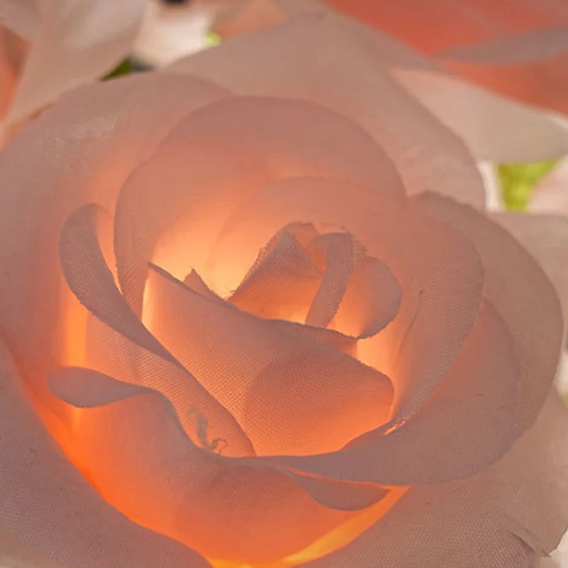 Modern Art Deco Simulated Fabric Rose Flower Crystal Square Hardware USB Rechargeable LED Table Lamp Night Light For Bedroom