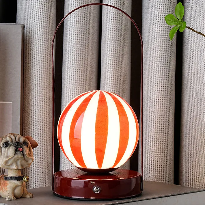 Contemporary Creative Glass Ball Shade Iron LED Portable Table Lamp Night Light For Bedroom