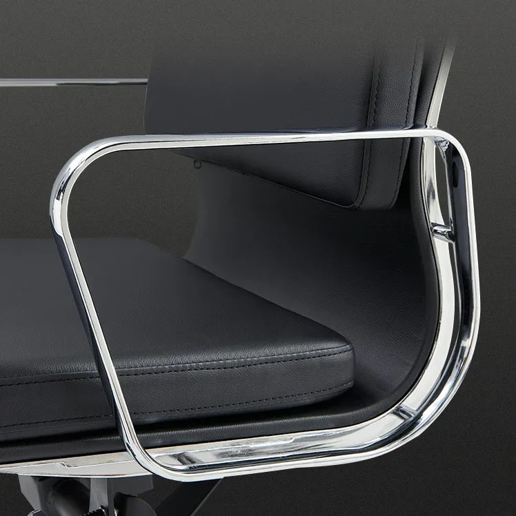 Modern Minimalist Rectangle PU Leather Aluminum Alloy Swivel Desk Chair Backrest Armrest For Study