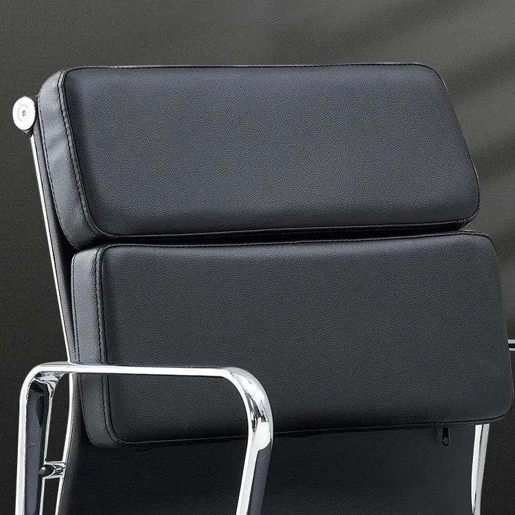 Modern Minimalist Rectangle PU Leather Aluminum Alloy Swivel Desk Chair Backrest Armrest For Study