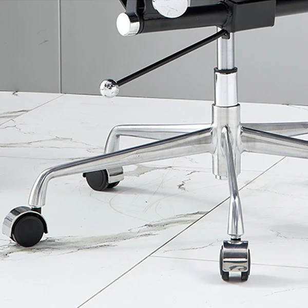 Modern Minimalist Rectangle PU Leather Aluminum Alloy Swivel Desk Chair Backrest Armrest For Study