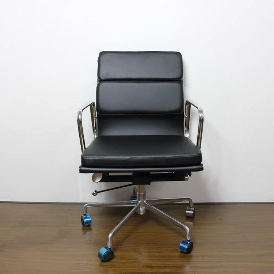 Modern Minimalist Rectangle PU Leather Aluminum Alloy Swivel Desk Chair Backrest Armrest For Study