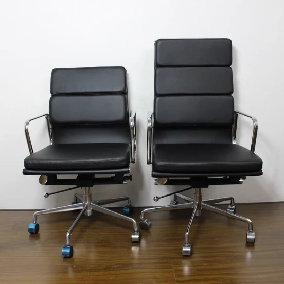 Modern Minimalist Rectangle PU Leather Aluminum Alloy Swivel Desk Chair Backrest Armrest For Study