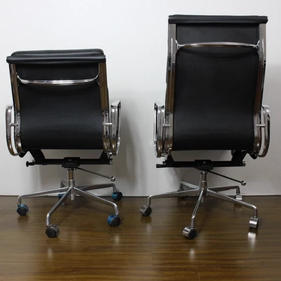 Modern Minimalist Rectangle PU Leather Aluminum Alloy Swivel Desk Chair Backrest Armrest For Study