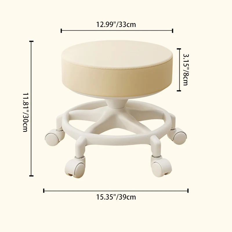 Modern Minimalist Round Swivel Plastic Faux Leather Low Stool Backless Armless For Living Room