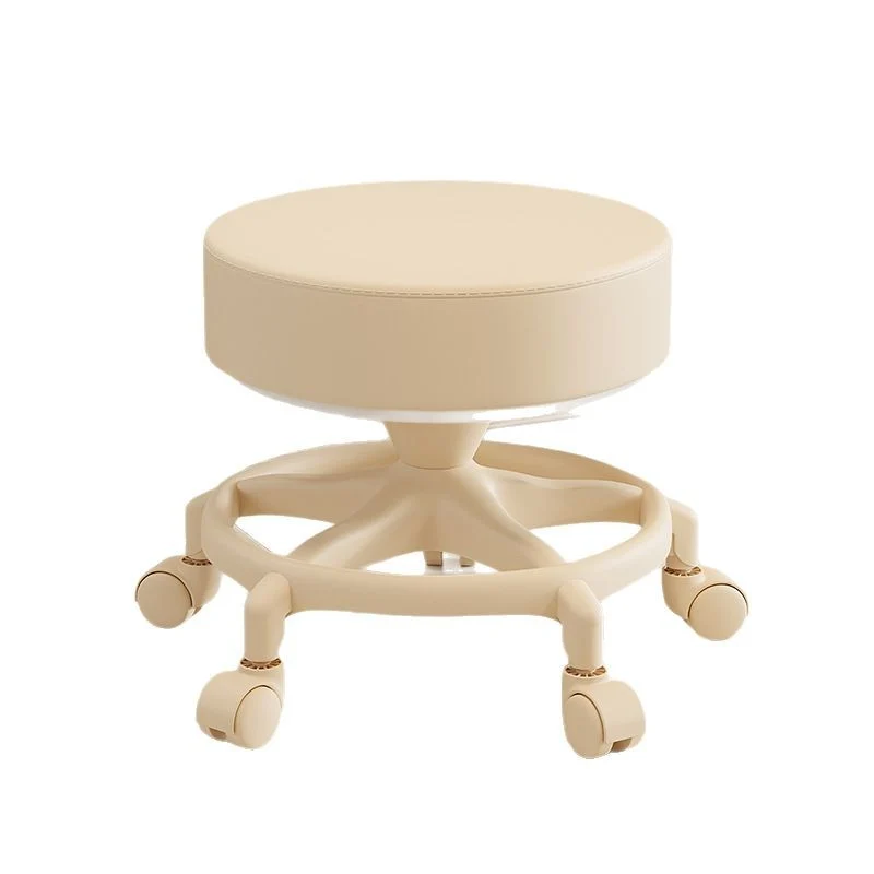 Modern Minimalist Round Swivel Plastic Faux Leather Low Stool Backless Armless For Living Room