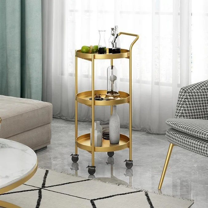 Contemporary Scandinavian Metal Mobile Round Side Table 2/3-Tiers For Living Room
