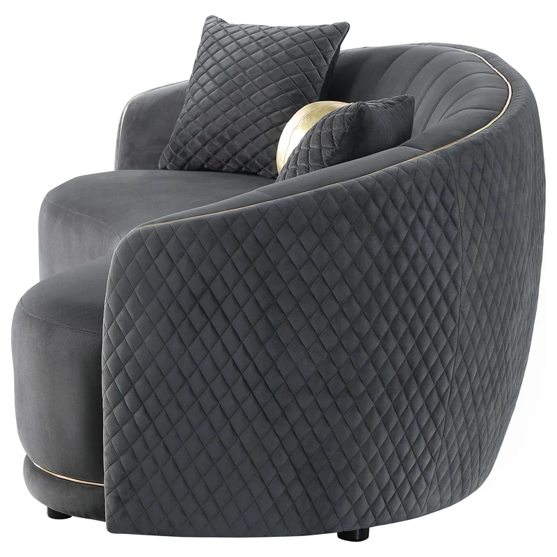 Coaster Furniture Brookside 504844 Velvet Upholstered Curved Sofa - Dark Grey