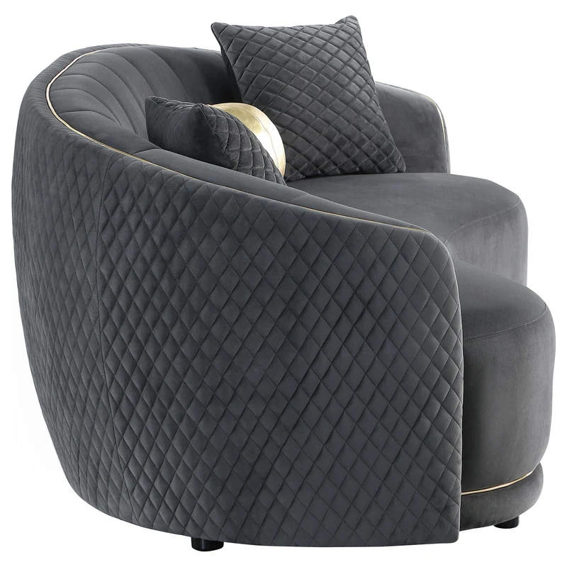 Coaster Furniture Brookside 504844 Velvet Upholstered Curved Sofa - Dark Grey