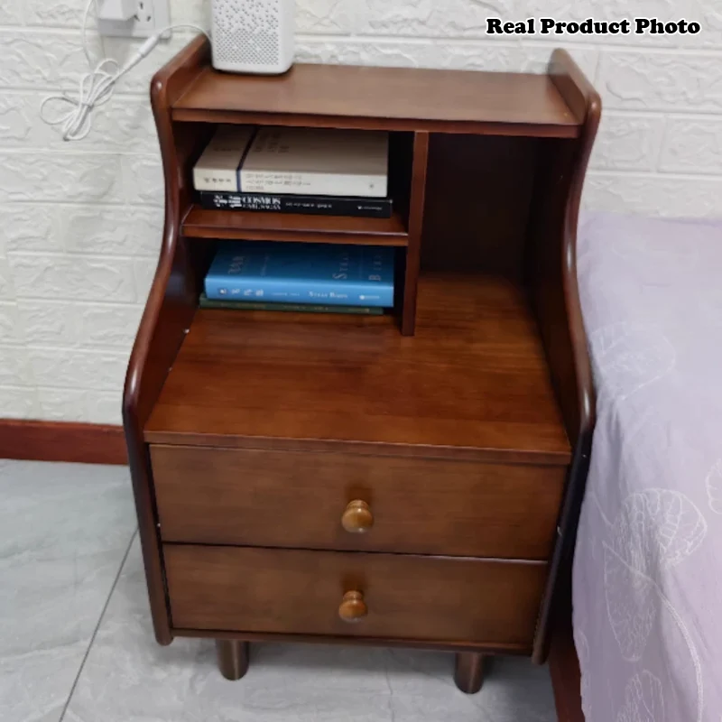 Contemporary Simplicity Square Cube Curved Rubberwood Particleboard Rubberwood Pine Plywood Nightstand 2/3 - Drawer Side Table For Living Room