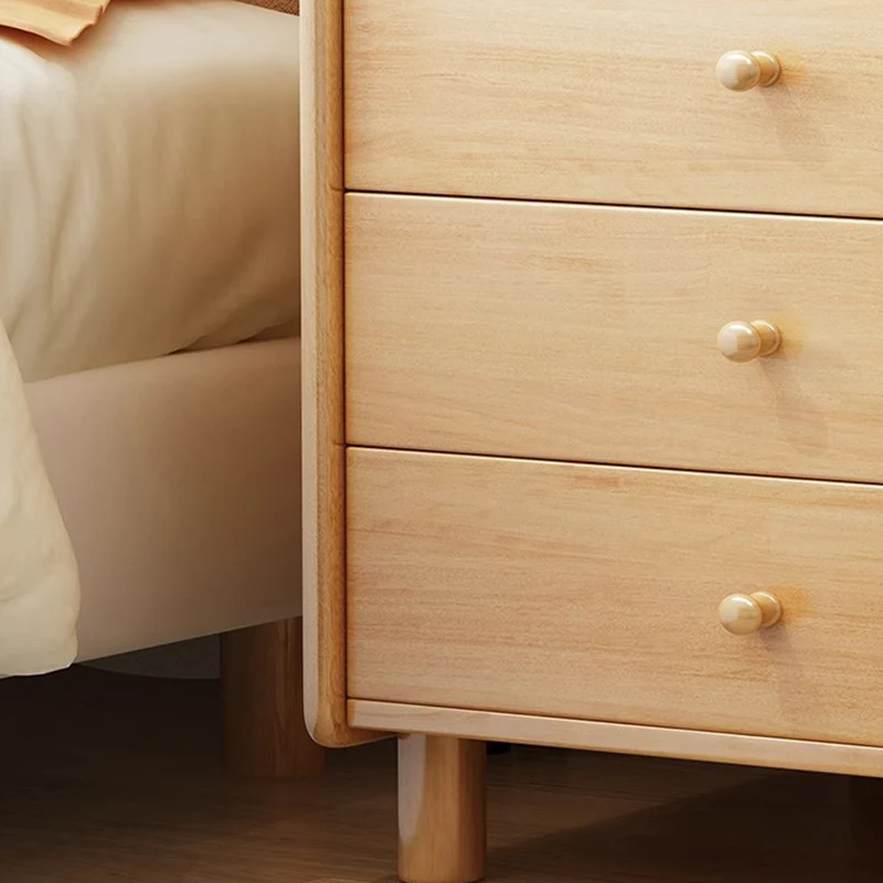 Contemporary Simplicity Square Cube Curved Rubberwood Particleboard Rubberwood Pine Plywood Nightstand 2/3 - Drawer Side Table For Living Room