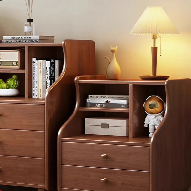 Contemporary Simplicity Square Cube Curved Rubberwood Particleboard Rubberwood Pine Plywood Nightstand 2/3 - Drawer Side Table For Living Room