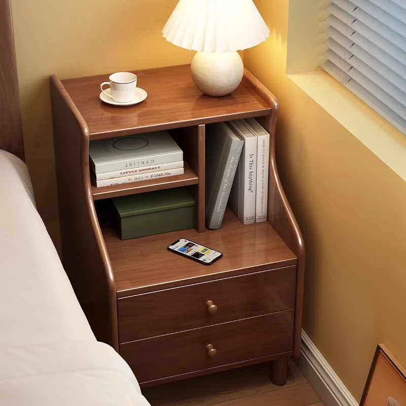 Contemporary Simplicity Square Cube Curved Rubberwood Particleboard Rubberwood Pine Plywood Nightstand 2/3 - Drawer Side Table For Living Room