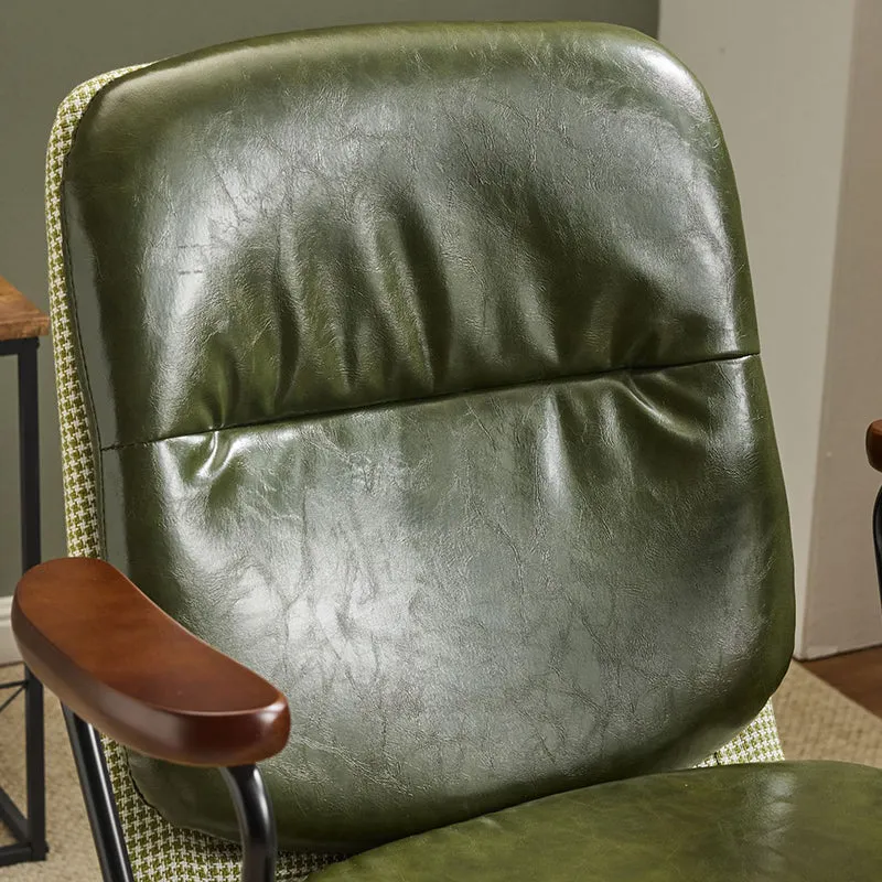 Contemporary Luxury Square Oil Wax Leather Carbon Steel Height Adjustable Swivel Desk Chair Backrest Armrest For Home Office