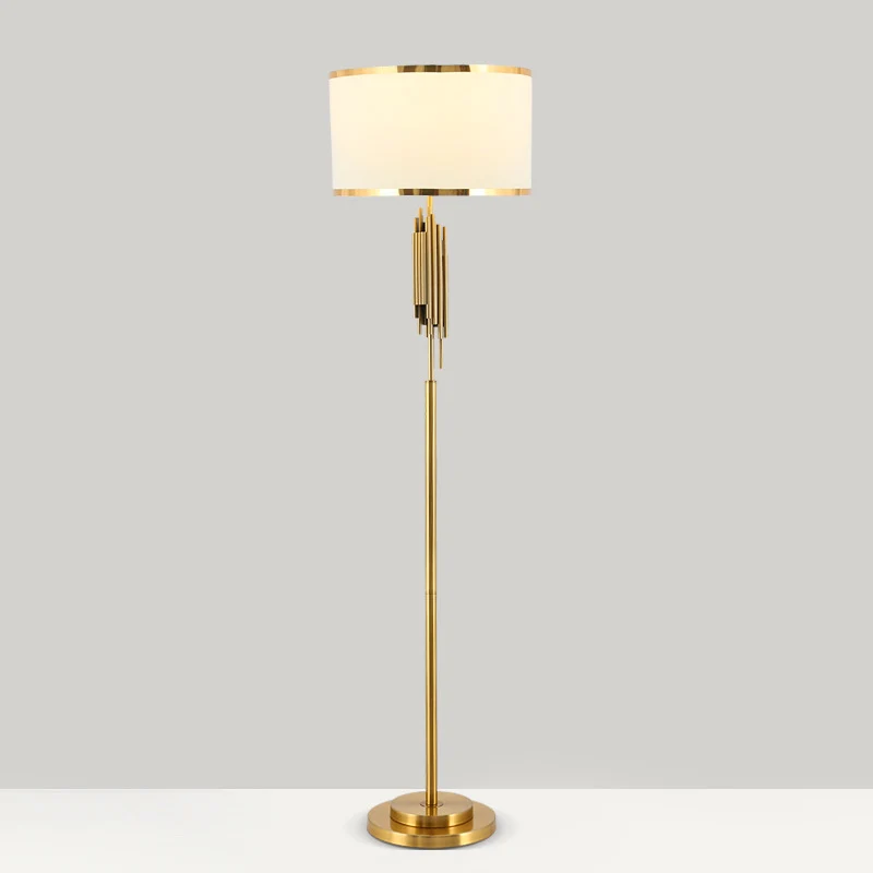 Contemporary Scandinavian Fabric Iron Oval-U Shape Round 1-Light Standing Floor Lamp For Bedroom & Living Room