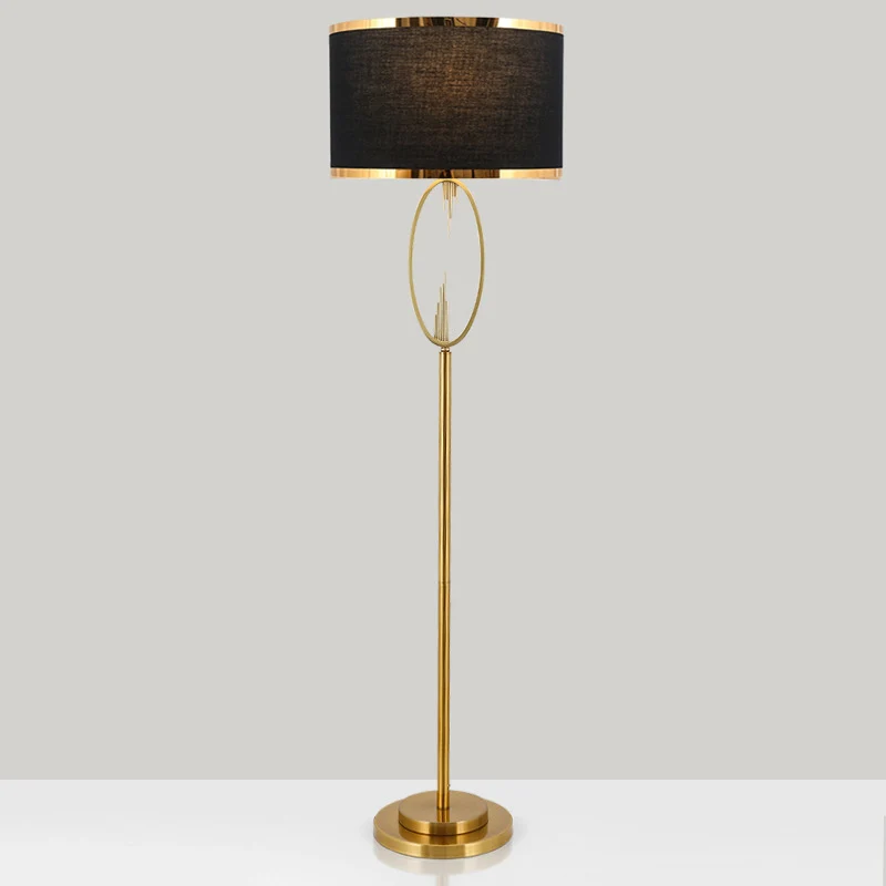Contemporary Scandinavian Fabric Iron Oval-U Shape Round 1-Light Standing Floor Lamp For Bedroom & Living Room