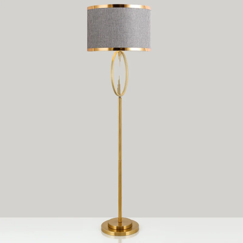 Contemporary Scandinavian Fabric Iron Oval-U Shape Round 1-Light Standing Floor Lamp For Bedroom & Living Room