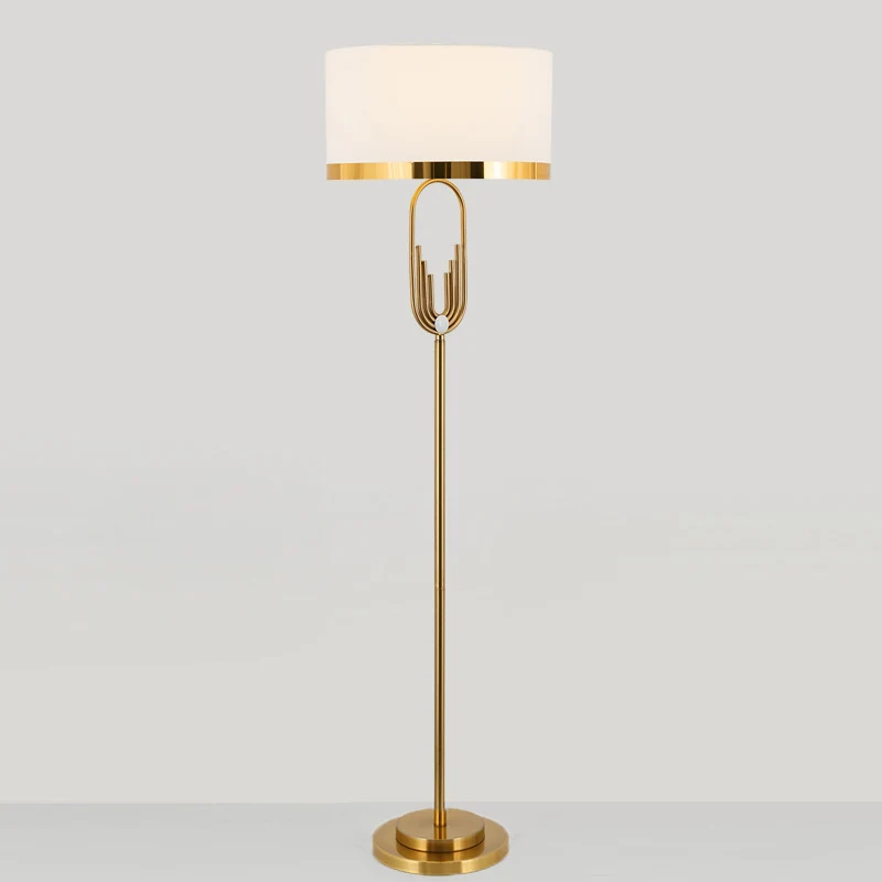 Contemporary Scandinavian Fabric Iron Oval-U Shape Round 1-Light Standing Floor Lamp For Bedroom & Living Room