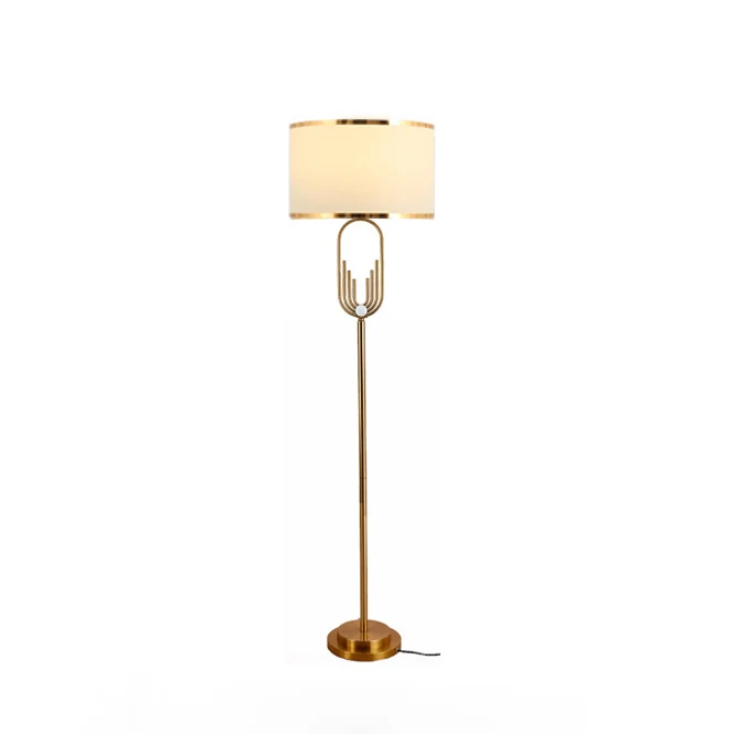 Contemporary Scandinavian Fabric Iron Oval-U Shape Round 1-Light Standing Floor Lamp For Bedroom & Living Room