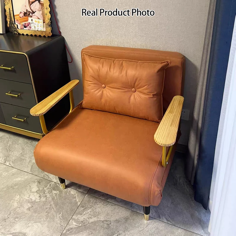 Contemporary Luxury Square Synthetic Fabric Upholstered Collapsible Accent Chair Convertible Sofa For Living Room