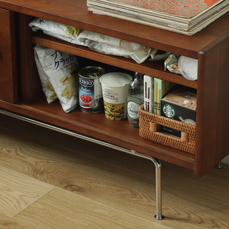 Traditional Vintage Wood & Stainless Steel Rectangular TV Stand With 3-Drawer For Living Room & Bedroom