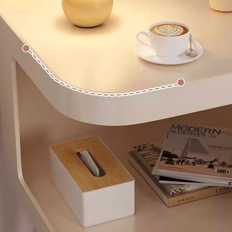 Contemporary Creative Stainless Steel Square End Table With 2 Tiers For Living Room