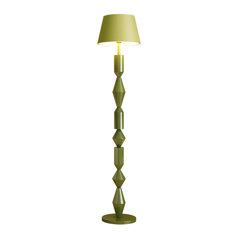 Contemporary Nordic Trapezoid Fabric Iron Lampshade Round Base 1 - Light Standing Floor Lamp For Living Room