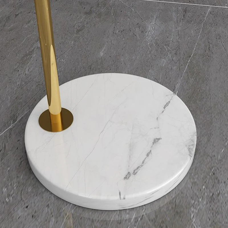 Contemporary Nordic Iron, Marble & Glass Round 1-Light Standing Floor Lamp With Adjustable Head For Living Room & Bedroom
