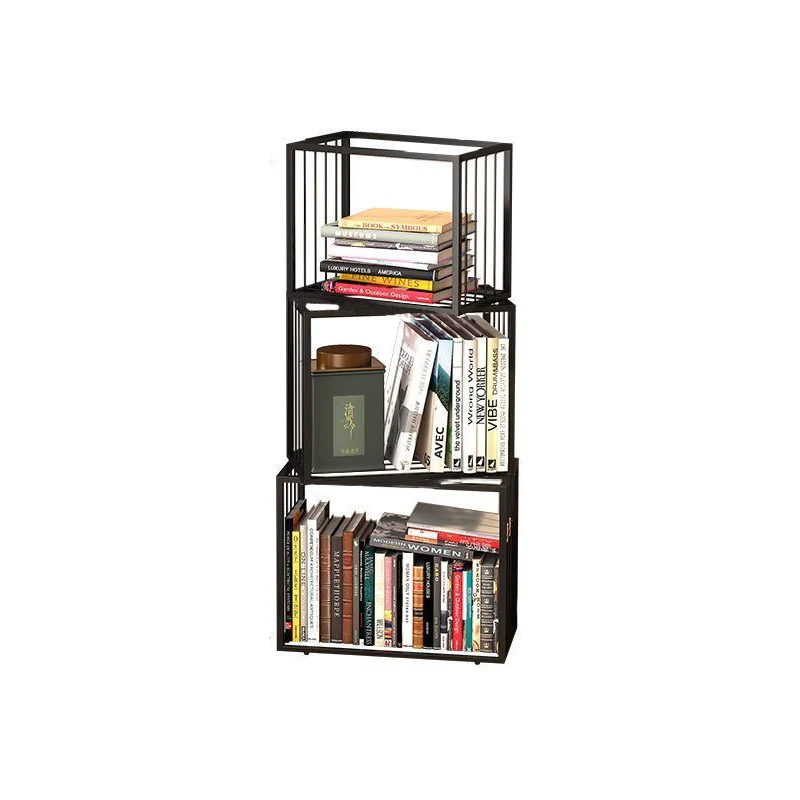 Contemporary Nordic Square Frame Full Iron Storage Cabinets Bookshelf 3/4/5 - Tier For Living Room