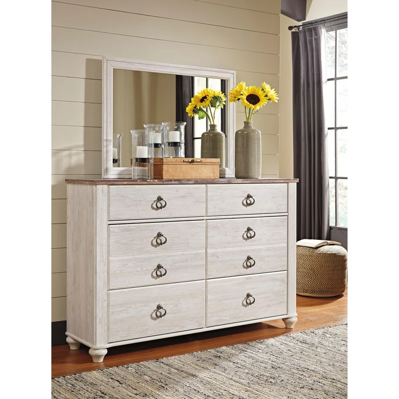 Signature Design by Ashley Willowton 6-Drawer Dresser with Mirror B267-31/B267-36