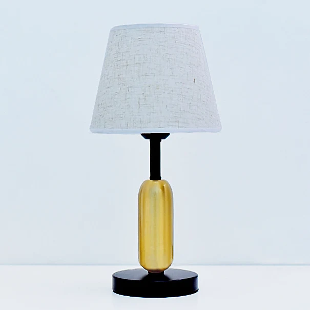 Contemporary Scandinavian Fabric Metal Fan-Shaped Round Cylinder LED Table Lamp For Bedroom