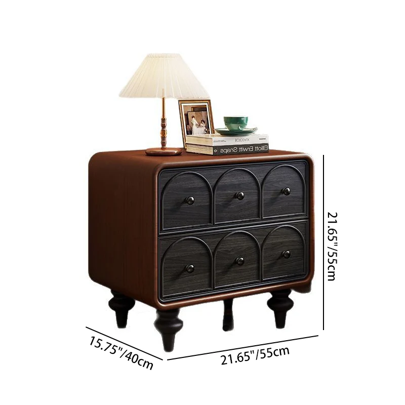 Traditional French Square Cube Door Pattern Birch Plywood Nightstand 2 - Drawer For Bedroom
