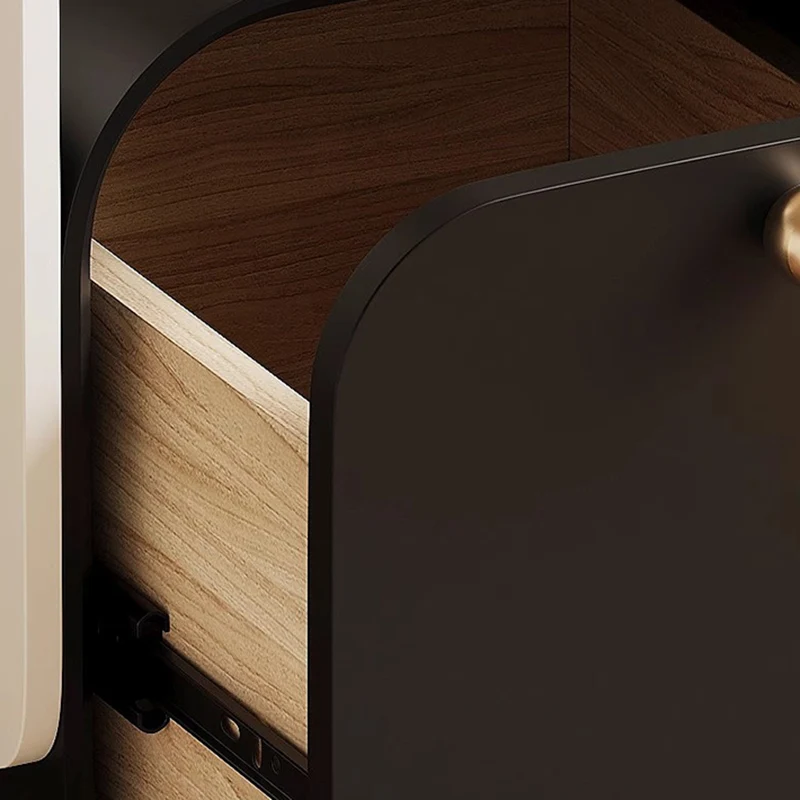 Modern Minimalist Plank & Wood Square Nightstand With 1-Drawer For Bedroom & Living Room