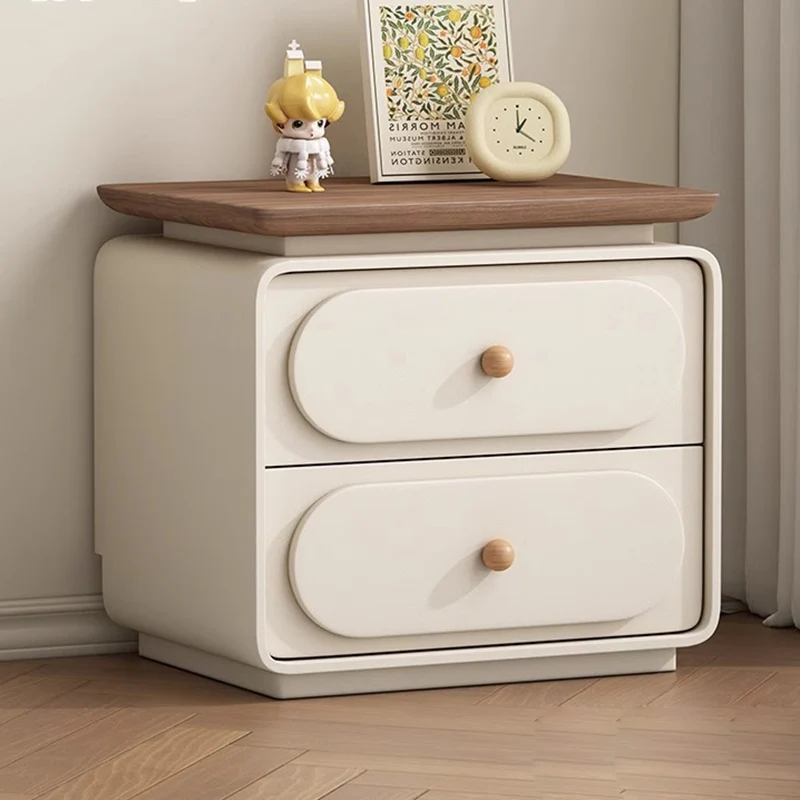 Traditional French Wood And Microfiber Square Nightstand 2-Drawer For Bedroom And Living Room