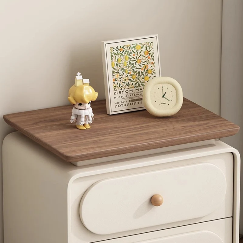 Traditional French Wood And Microfiber Square Nightstand 2-Drawer For Bedroom And Living Room