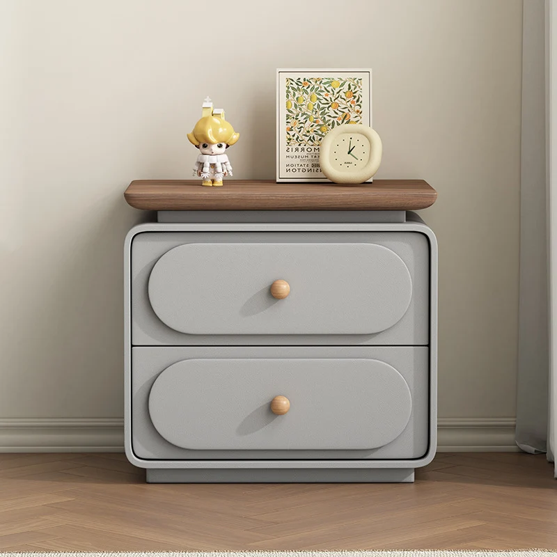Traditional French Wood And Microfiber Square Nightstand 2-Drawer For Bedroom And Living Room