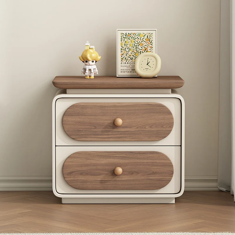 Traditional French Wood And Microfiber Square Nightstand 2-Drawer For Bedroom And Living Room