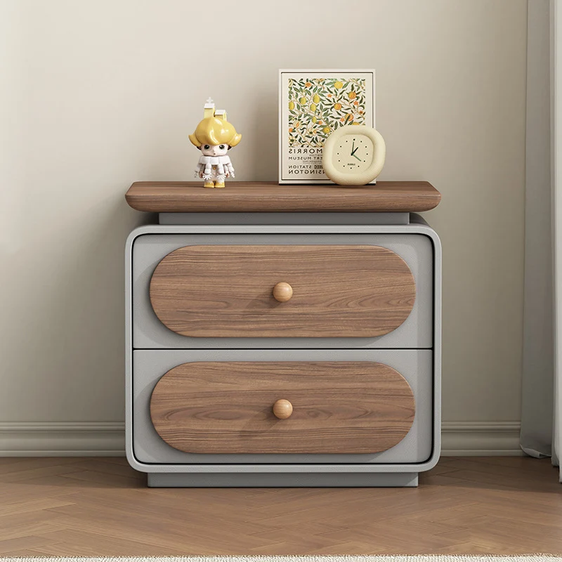 Traditional French Wood And Microfiber Square Nightstand 2-Drawer For Bedroom And Living Room