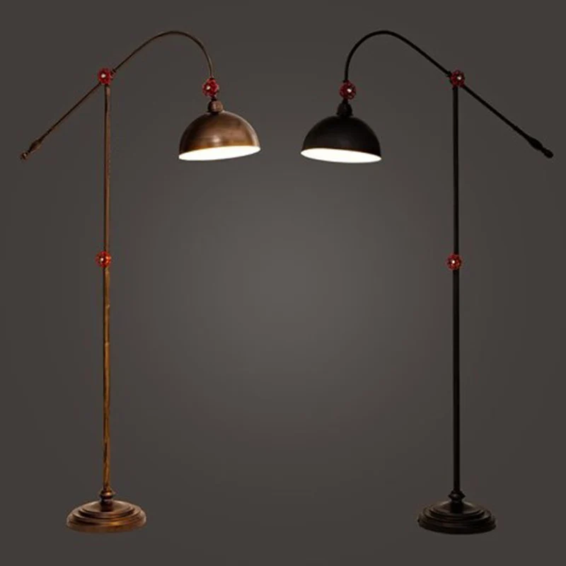 Contemporary Industrial Iron Dome Fishing Rod 1-Light Standing Floor Lamp For Living Room