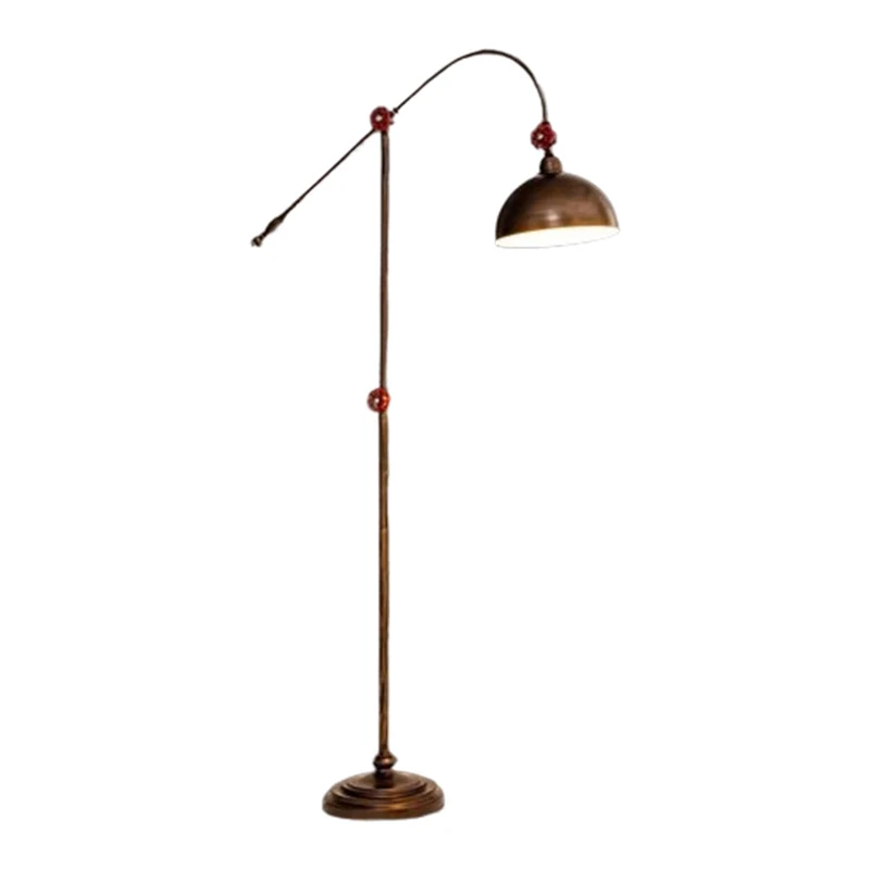 Contemporary Industrial Iron Dome Fishing Rod 1-Light Standing Floor Lamp For Living Room