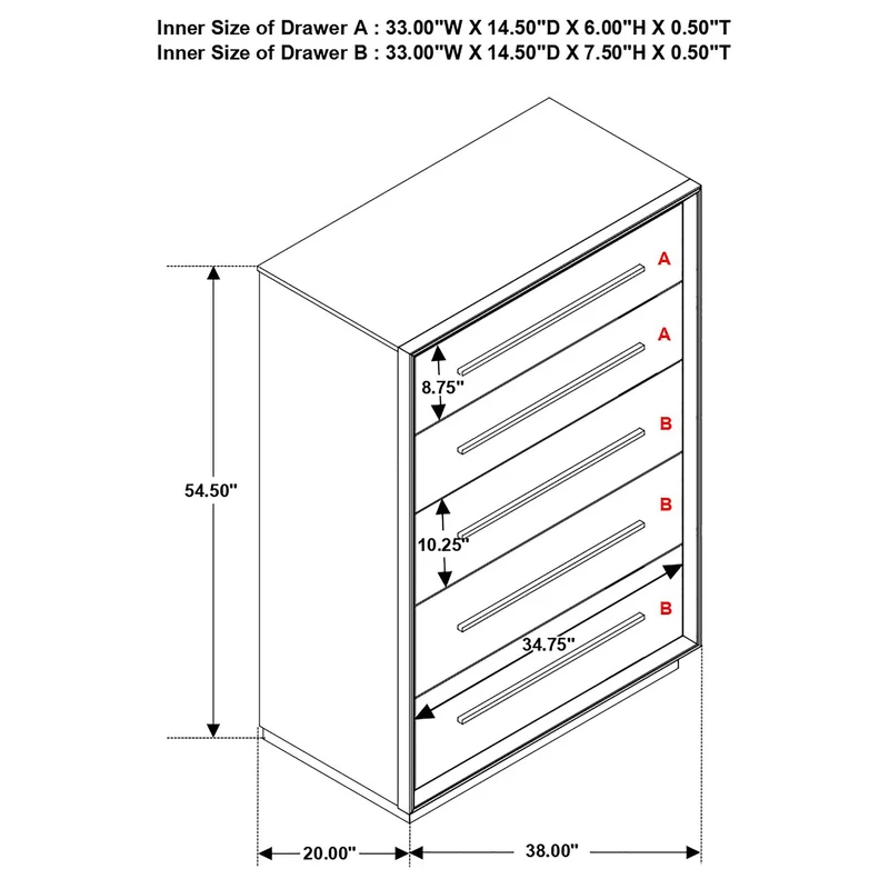 Coaster Furniture Durango 223265 5-Drawer Bedroom Chest - Smoked Peppercorn