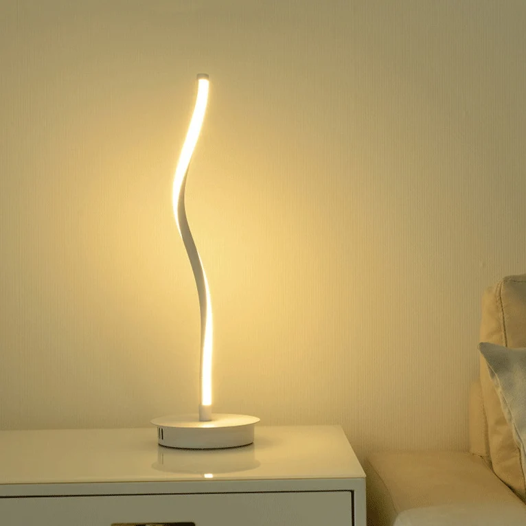 Modern Minimalist Curve Aluminum Iron LED Table Lamp For Bedroom