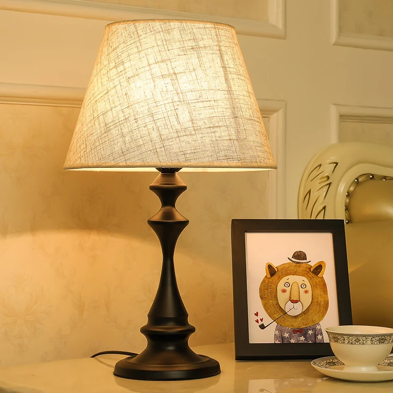 Modern Simplicity Fabric Iron Conic Column 1-Light Table Lamp For Bedside