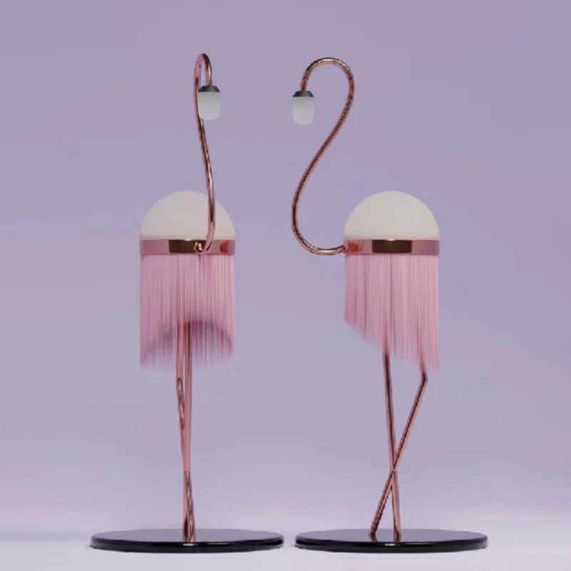 Modern Art Deco Iron PE Flamingo 1-Light Standing Floor Lamp For Living Room