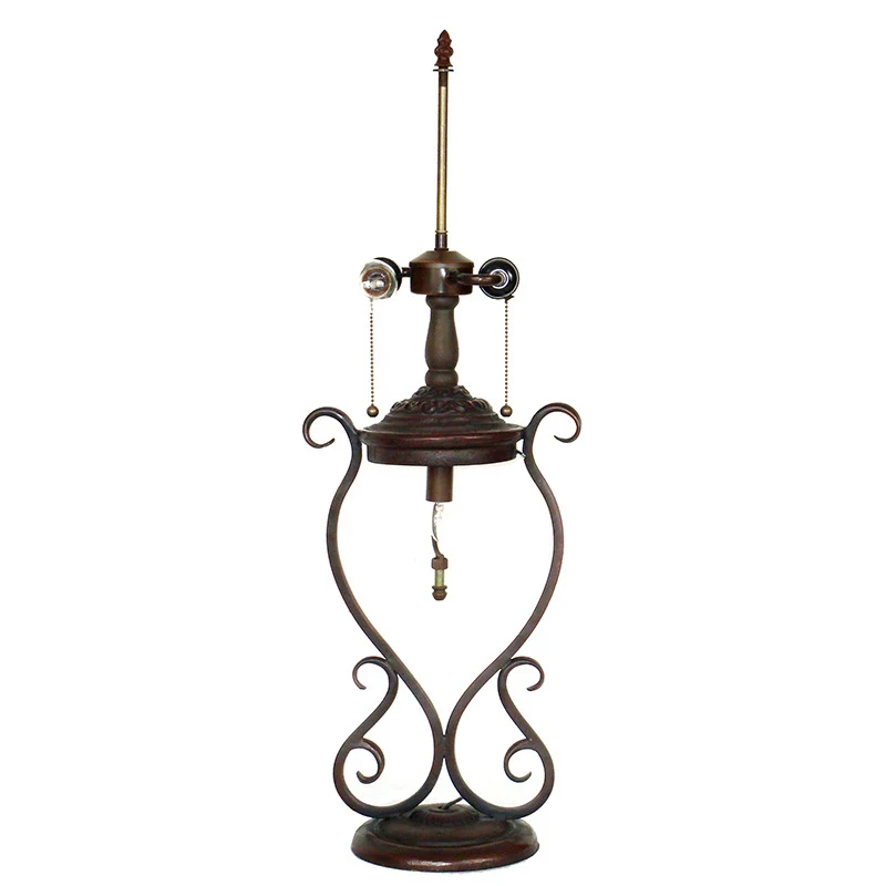 Traditional Tiffany Cone Metal Stained Glass 3-Light Table Lamp For Bedroom