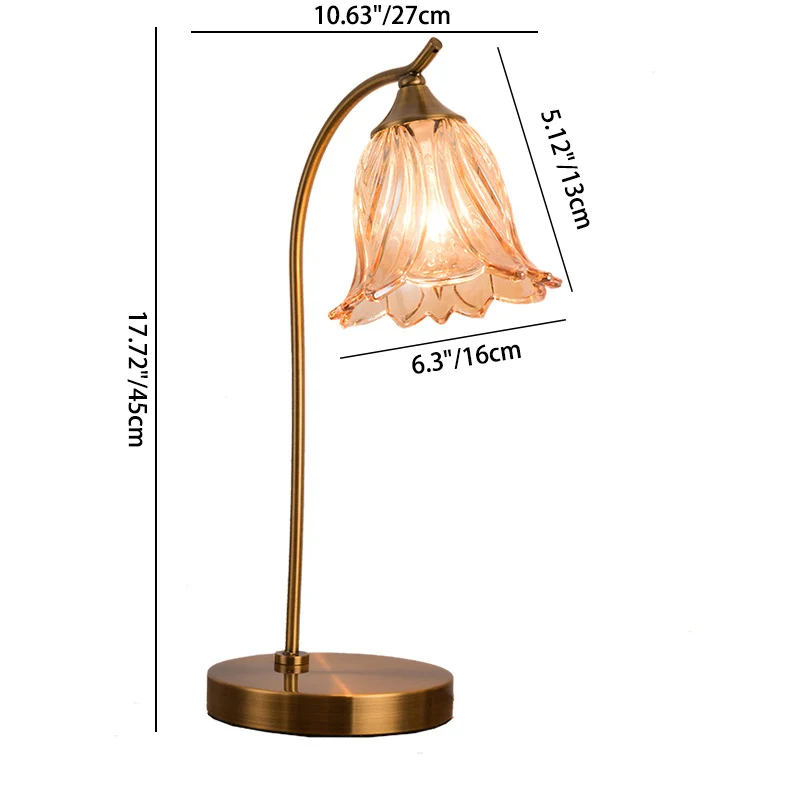 Modern Art Deco Round Flower Shaped Iron Glass 1-Light Table Lamp For Bedroom