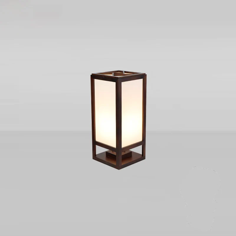 Traditional Chinese Rectangular Parchment Wood 1-Light Standing Floor Lamp For Entertainment Rooms